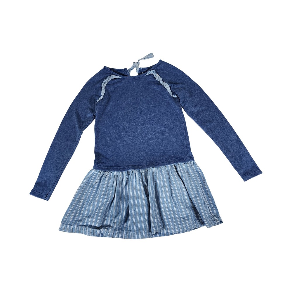 PS from Aeropostale Girls Blue Striped Drop‎ Waist Ruffle Dress Size 12 Long